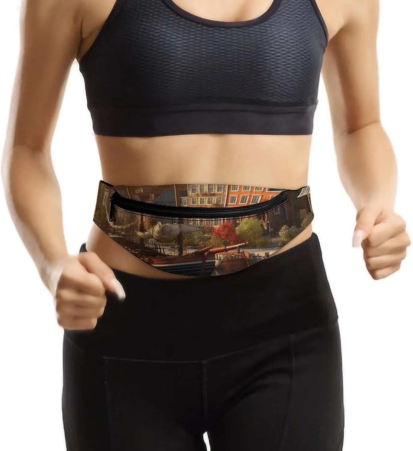 Charming Harbor View Fanny Pack for Women Men Waist Bag Waterproof Belt Bag with Adjustable Strap
