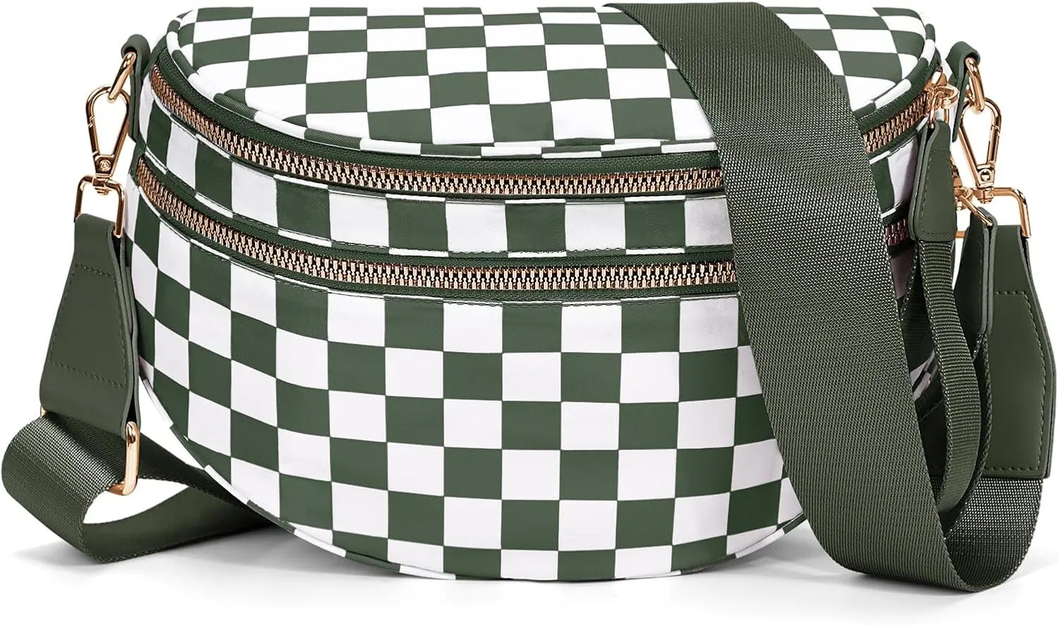 Checkered Crossbody Bag,Bum Bag for Women Nylon Crossbody Handbags Checkered Purse Oversized Slouchy Belt Bags