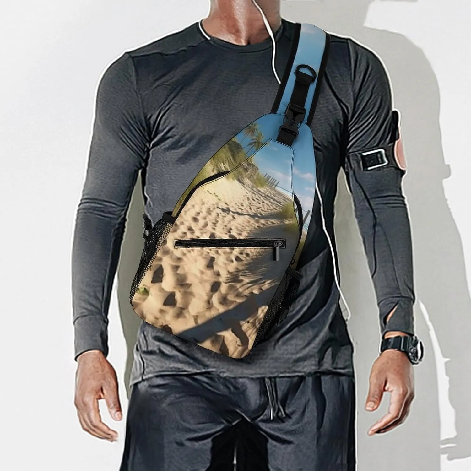Chest Bag Sling Bag for Men Women Beach Themed Sport Sling Backpack Lightweight Shoulder Bag for Travel