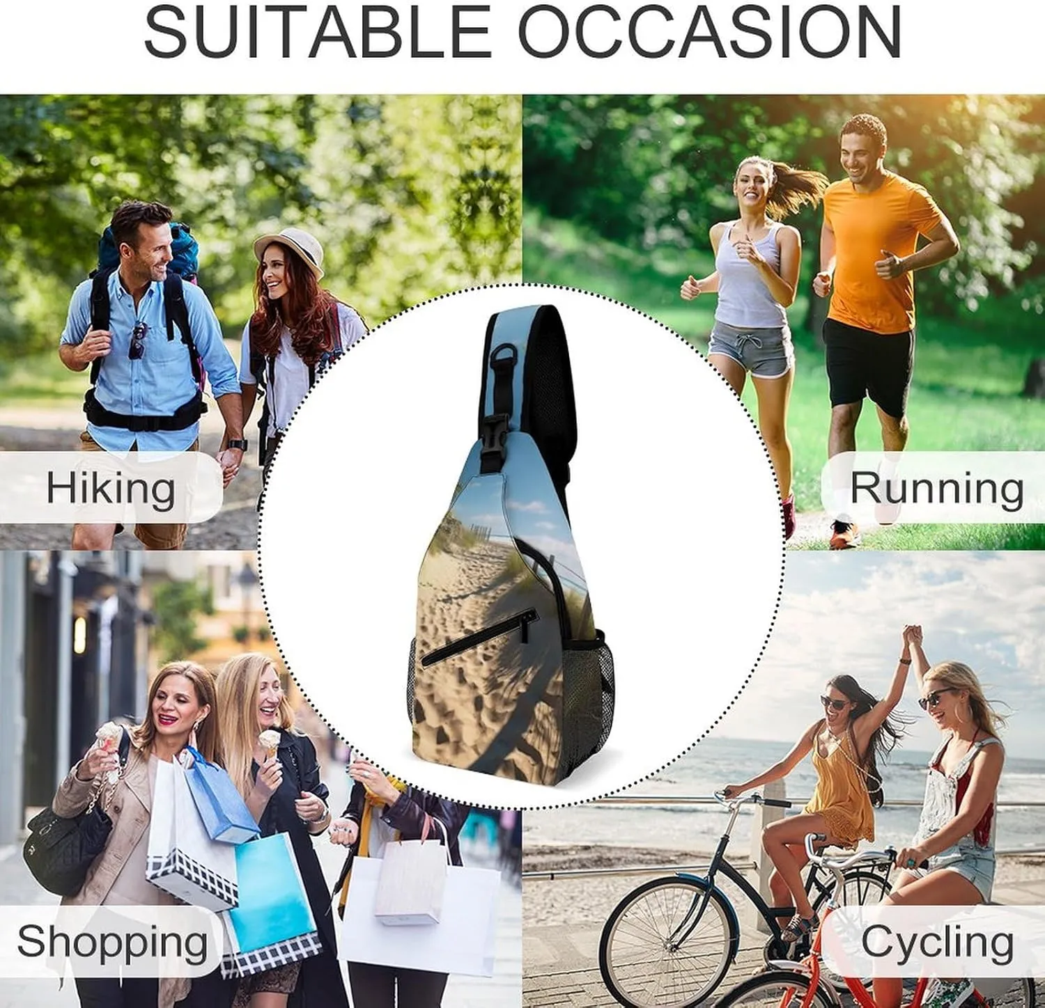 Chest Bag Sling Bag for Men Women Beach Themed Sport Sling Backpack Lightweight Shoulder Bag for Travel
