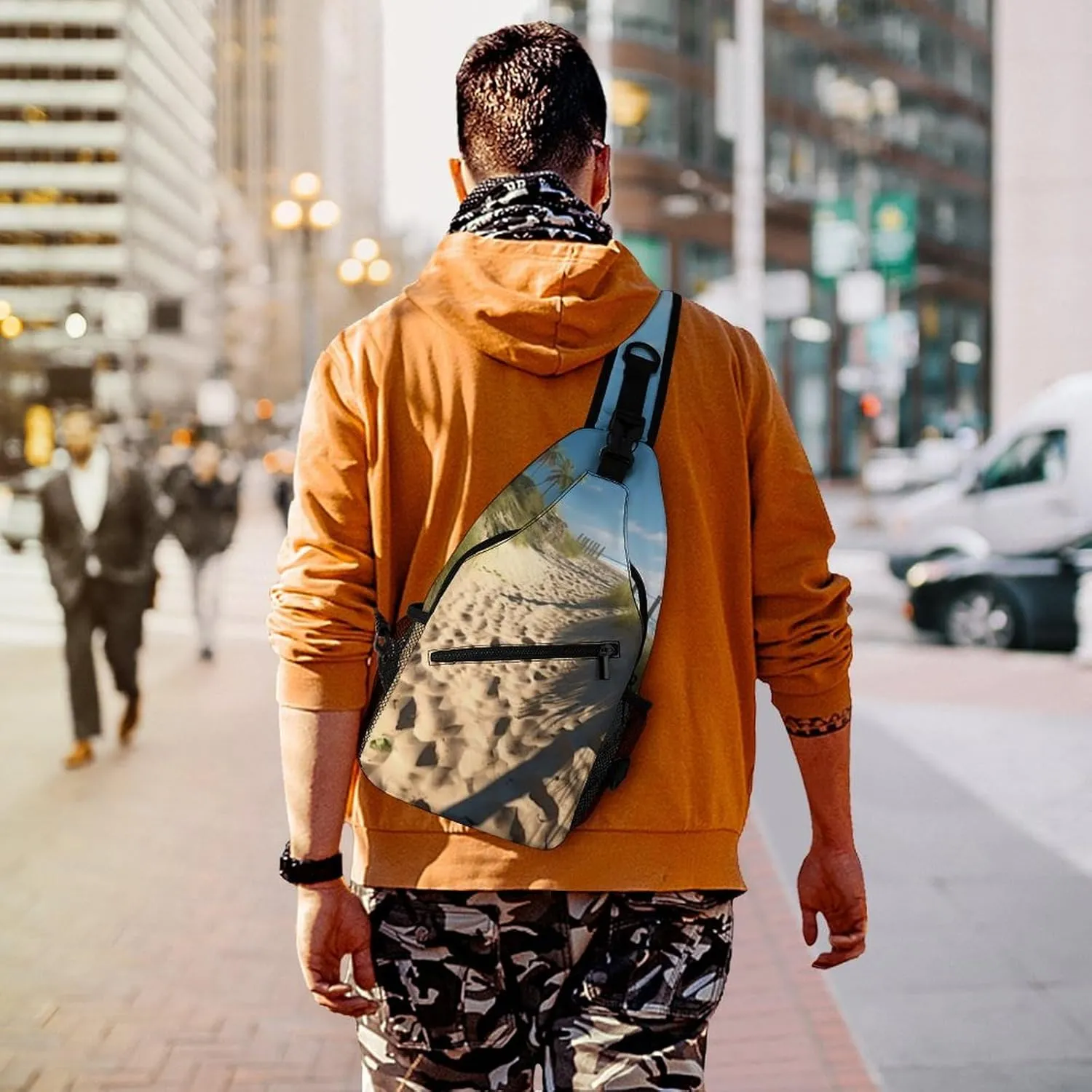 Chest Bag Sling Bag for Men Women Beach Themed Sport Sling Backpack Lightweight Shoulder Bag for Travel