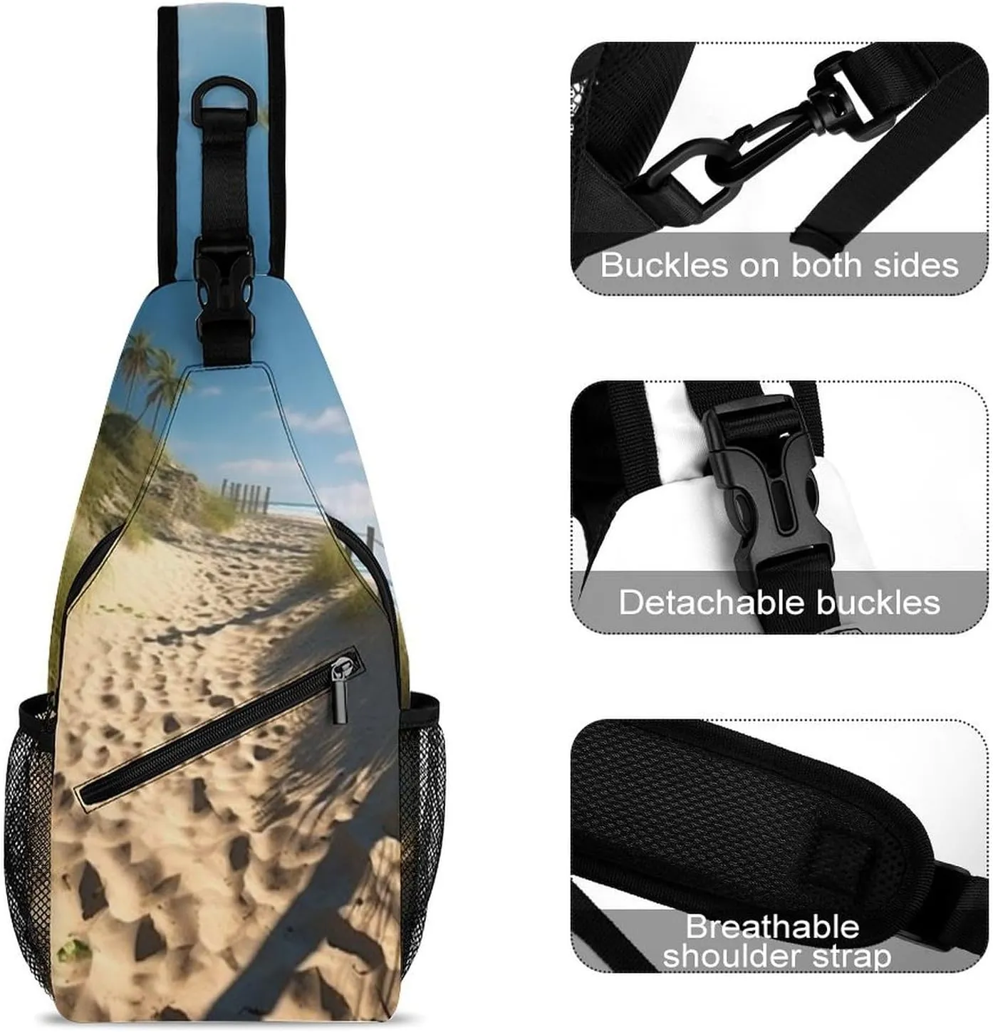 Chest Bag Sling Bag for Men Women Beach Themed Sport Sling Backpack Lightweight Shoulder Bag for Travel