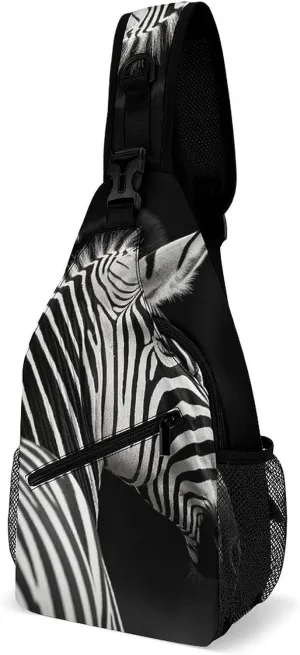 Chest Bag Sling Bag for Men Women Black & White Zebra Sport Sling Backpack Lightweight Shoulder Bag for Travel