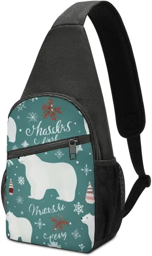 Chest Bag Sling Bag for Men Women Christmas Polar Bear Sport Sling Backpack Lightweight Shoulder Bag for Travel