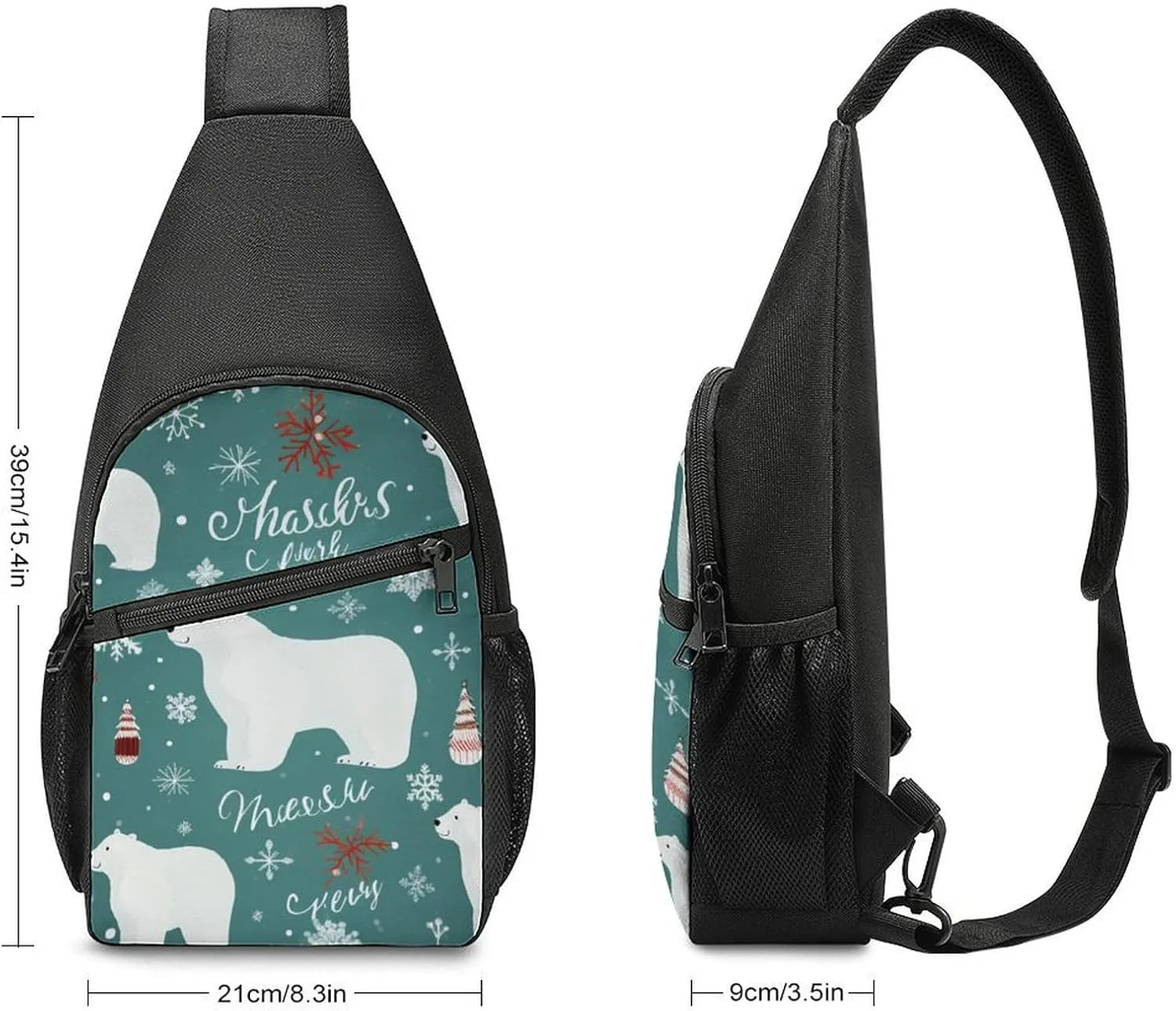 Chest Bag Sling Bag for Men Women Christmas Polar Bear Sport Sling Backpack Lightweight Shoulder Bag for Travel