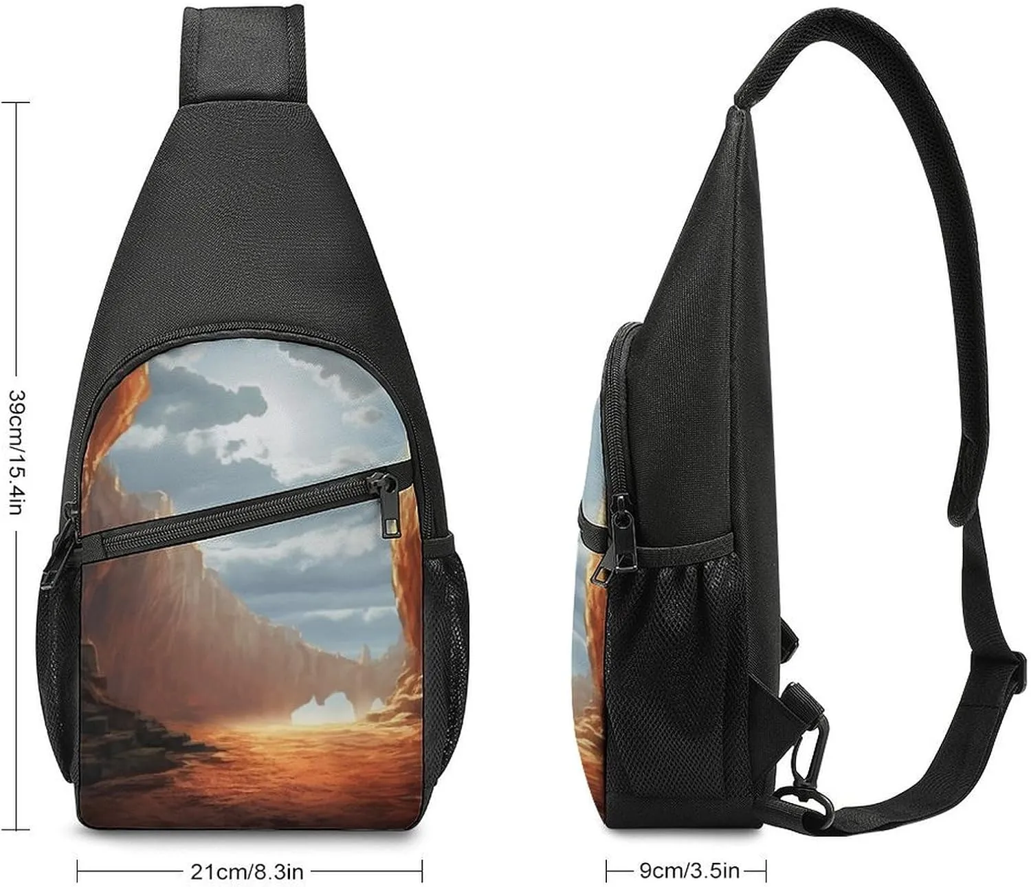 Chest Bag Sling Bag for Men Women Cliff Landscape Sport Sling Backpack Lightweight Shoulder Bag for Travel