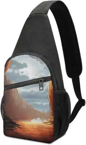 Chest Bag Sling Bag for Men Women Cliff Landscape Sport Sling Backpack Lightweight Shoulder Bag for Travel