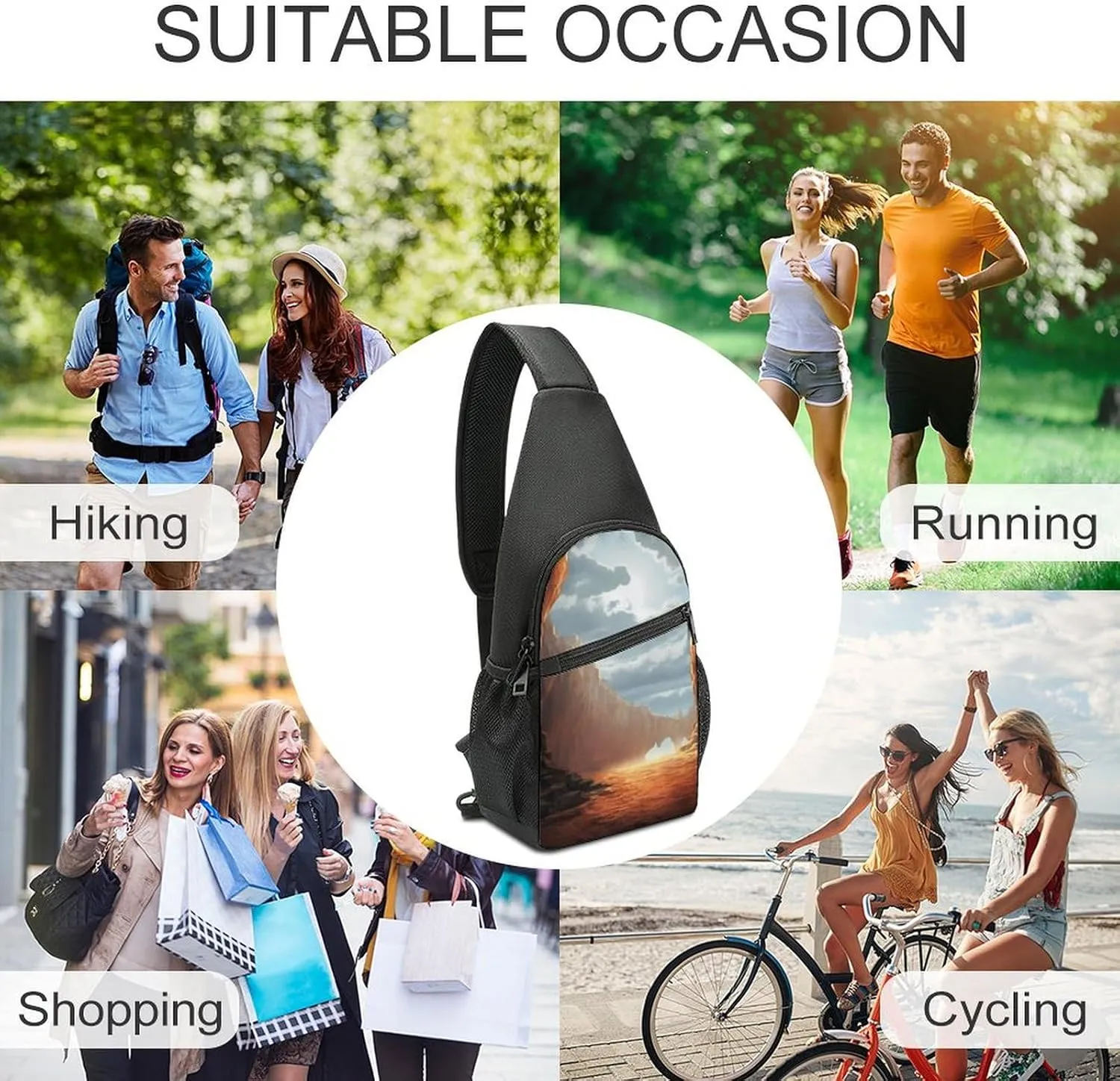 Chest Bag Sling Bag for Men Women Cliff Landscape Sport Sling Backpack Lightweight Shoulder Bag for Travel