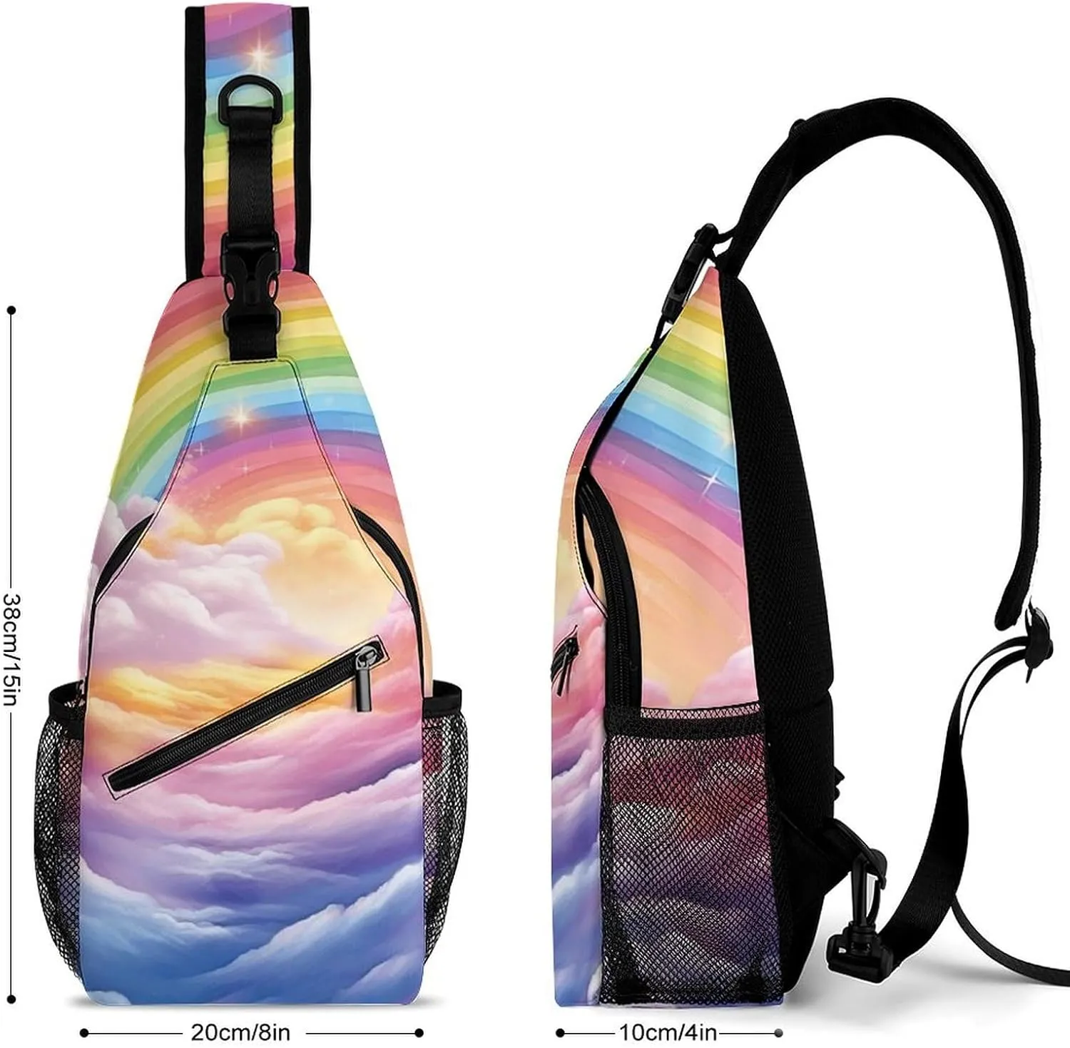 Chest Bag Sling Bag for Men Women Colorful Rainbow Sport Sling Backpack Lightweight Shoulder Bag for Travel, 38x20cm