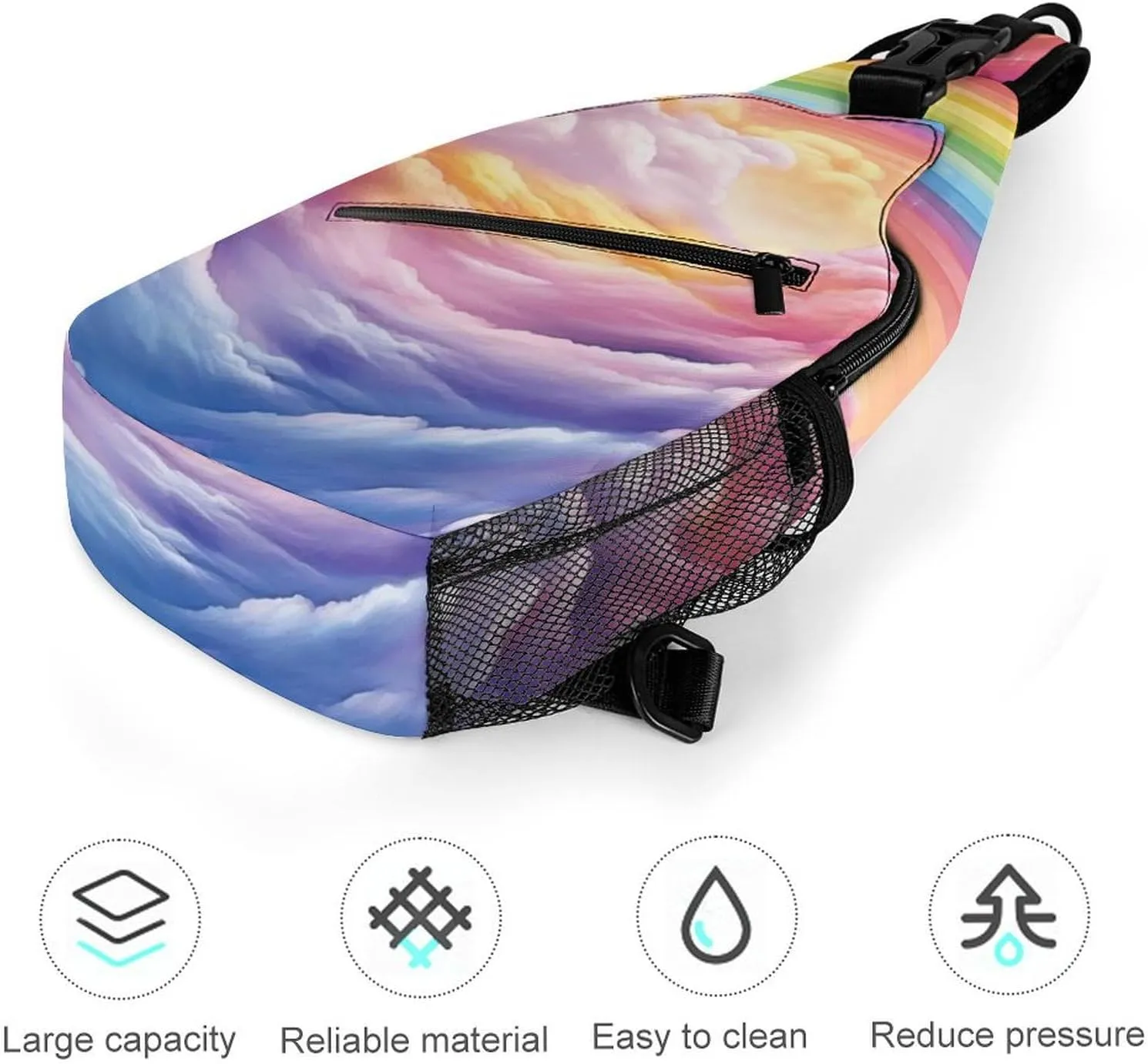 Chest Bag Sling Bag for Men Women Colorful Rainbow Sport Sling Backpack Lightweight Shoulder Bag for Travel, 38x20cm
