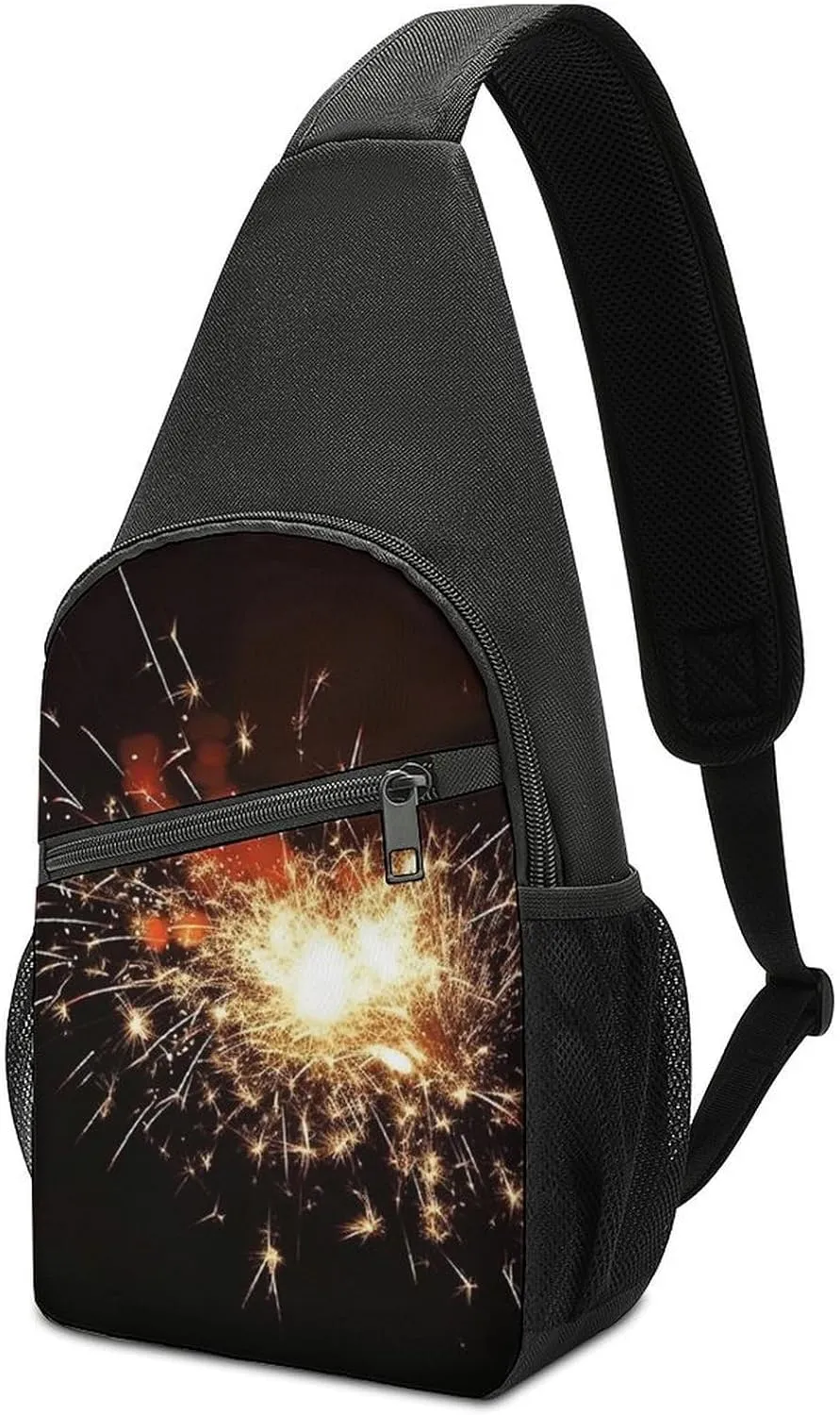 Chest Bag Sling Bag for Men Women Explosion Firework Sport Sling Backpack Lightweight Shoulder Bag for Travel