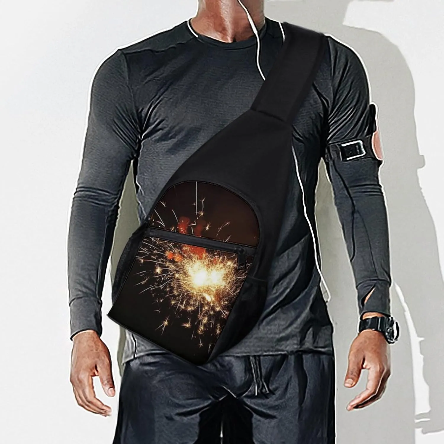 Chest Bag Sling Bag for Men Women Explosion Firework Sport Sling Backpack Lightweight Shoulder Bag for Travel
