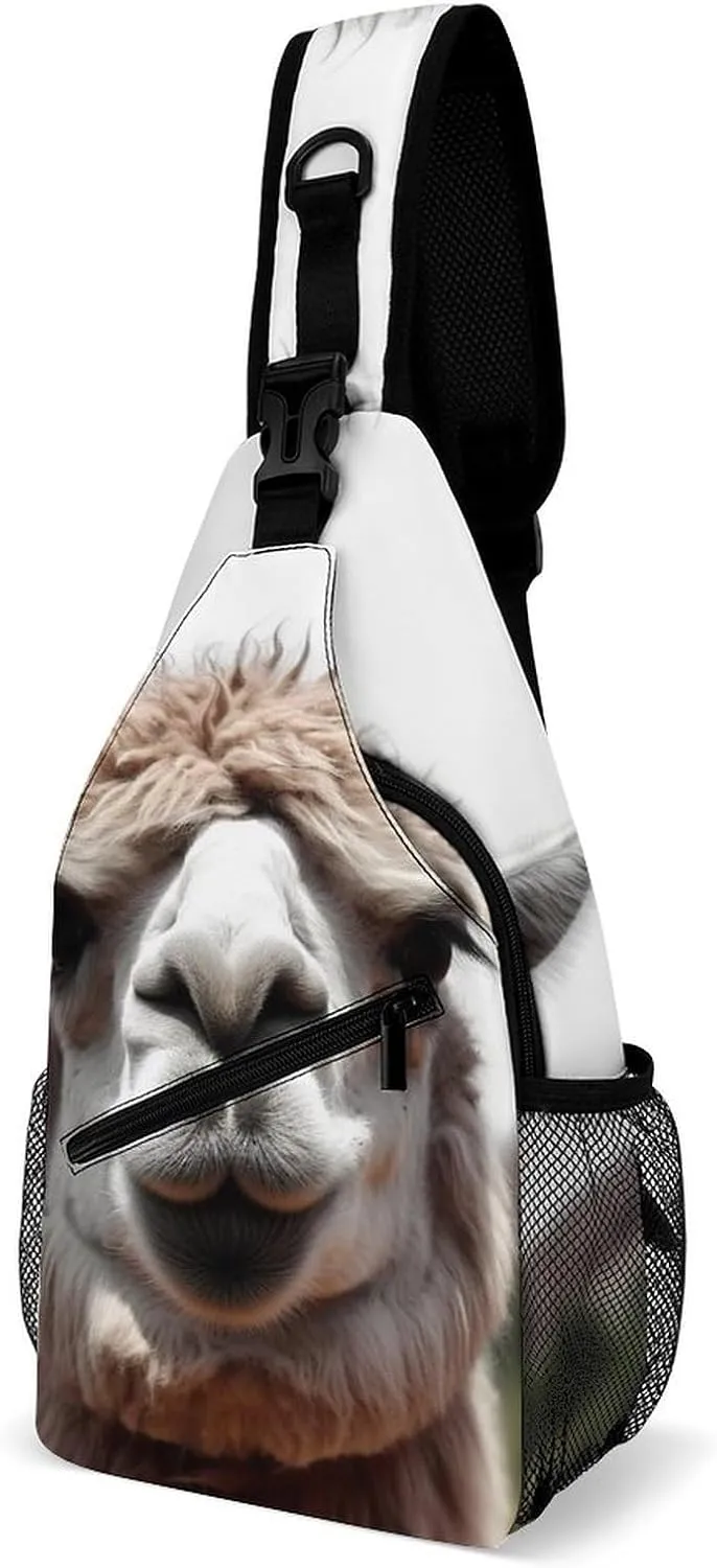 Chest Bag Sling Bag for Men Women Funny Alpaca Llama Sport Sling Backpack Lightweight Shoulder Bag for Travel