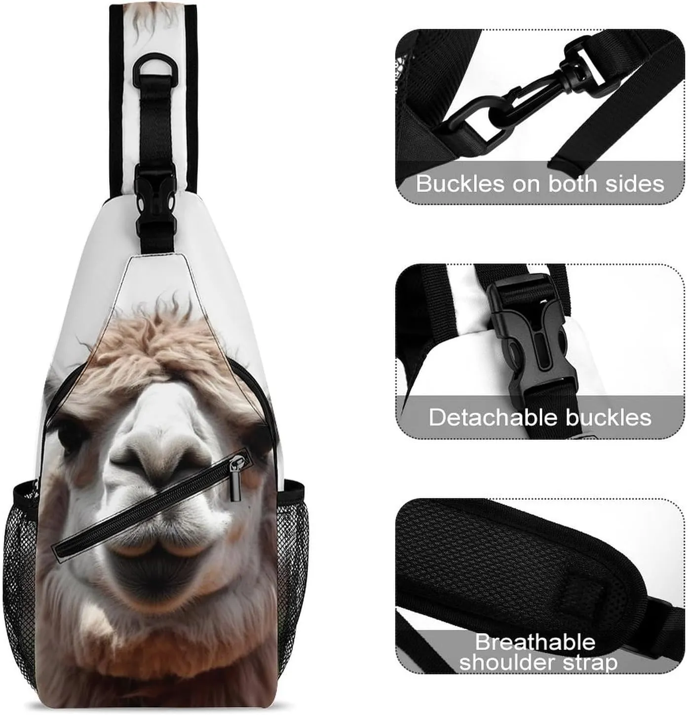 Chest Bag Sling Bag for Men Women Funny Alpaca Llama Sport Sling Backpack Lightweight Shoulder Bag for Travel