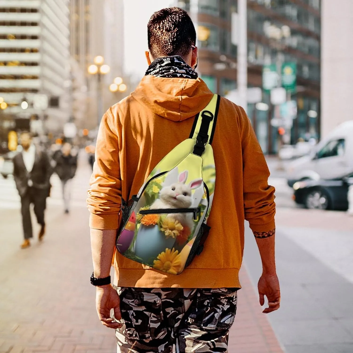 Chest Bag Sling Bag for Men Women Happy Easter Sport Sling Backpack Lightweight Shoulder Bag for Travel
