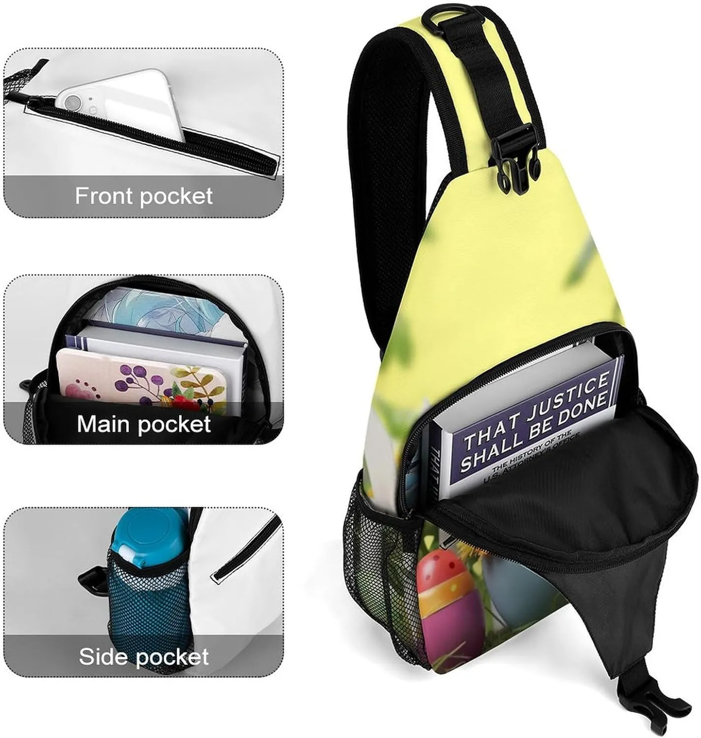 Chest Bag Sling Bag for Men Women Happy Easter Sport Sling Backpack Lightweight Shoulder Bag for Travel