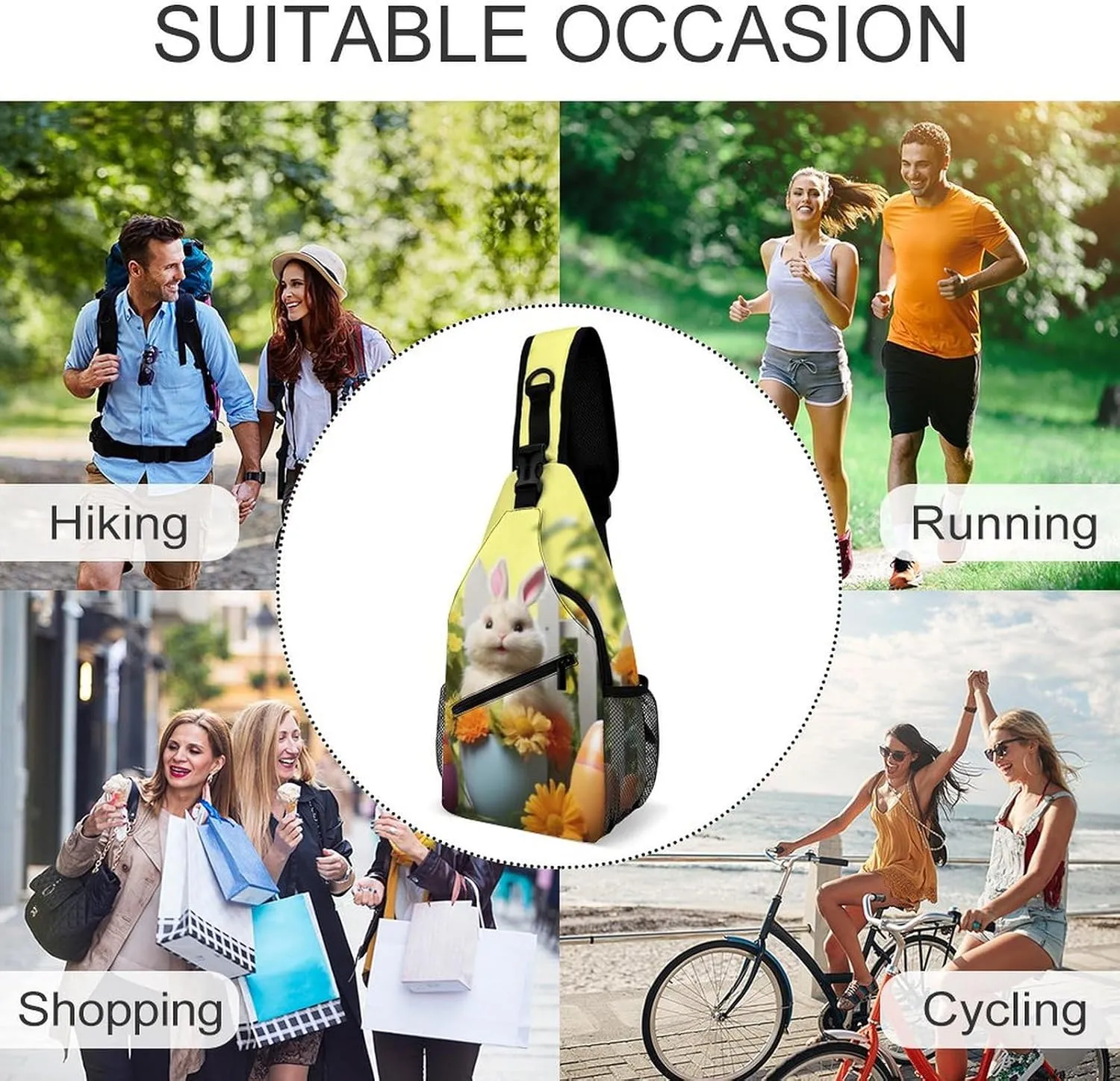 Chest Bag Sling Bag for Men Women Happy Easter Sport Sling Backpack Lightweight Shoulder Bag for Travel
