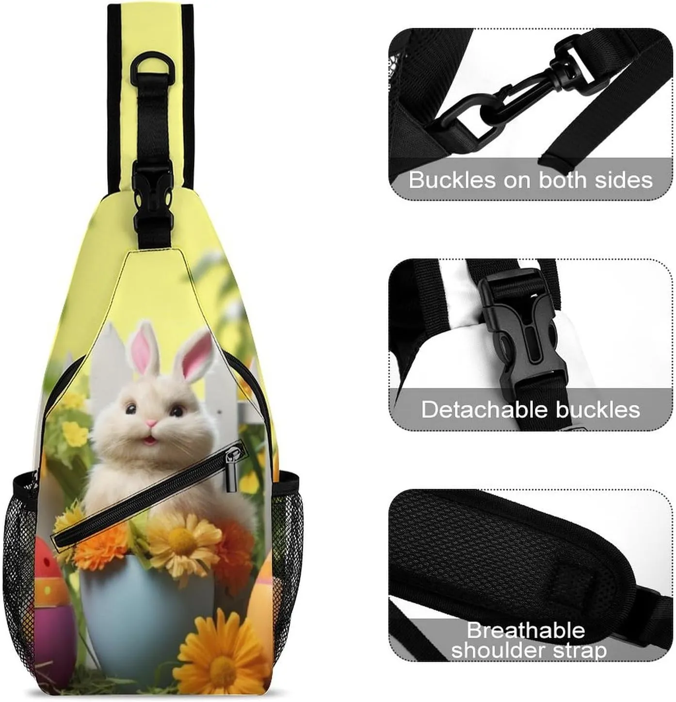 Chest Bag Sling Bag for Men Women Happy Easter Sport Sling Backpack Lightweight Shoulder Bag for Travel