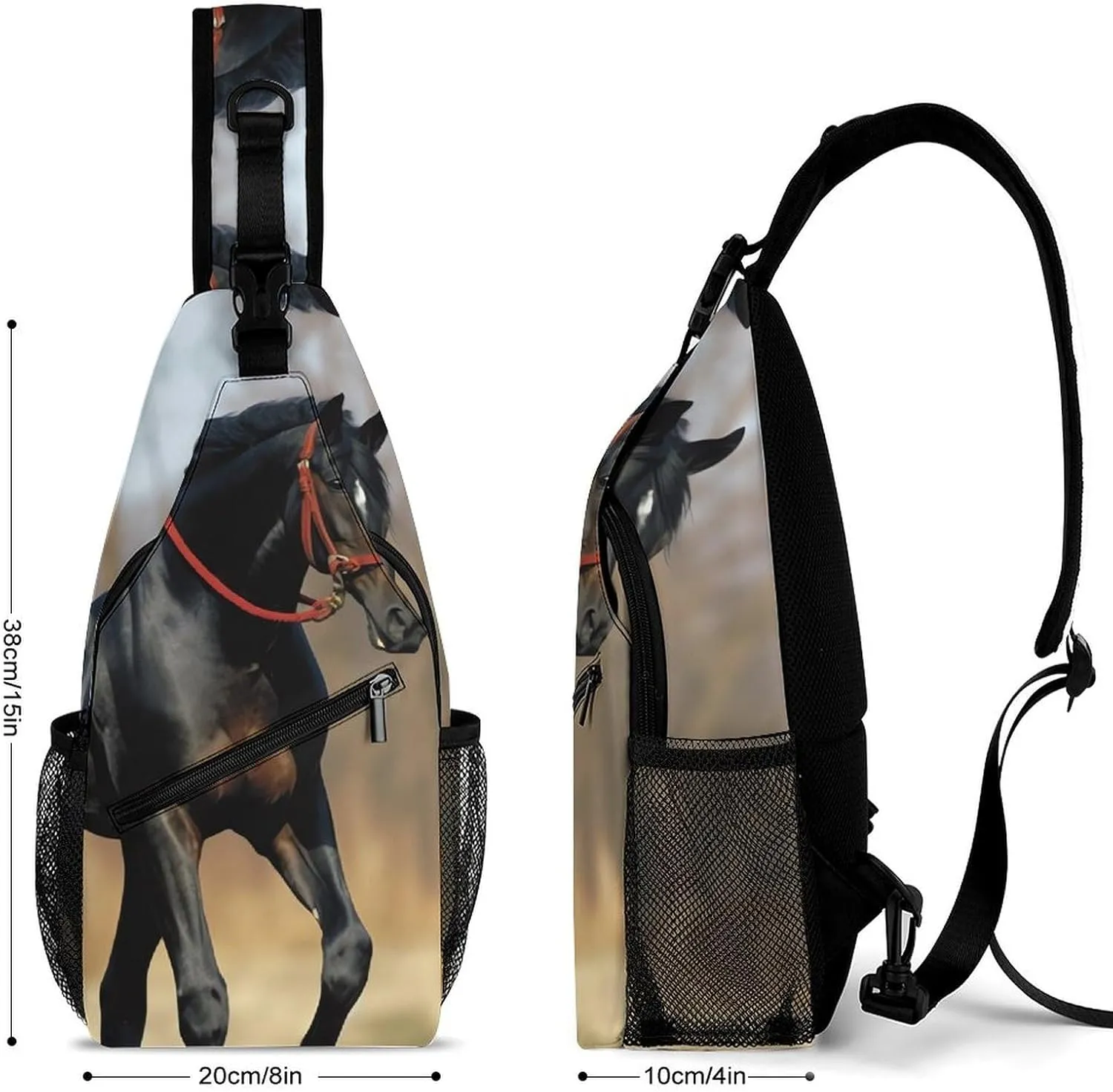 Chest Bag Sling Bag for Men Women Horse on Lawn Sport Sling Backpack Lightweight Shoulder Bag for Travel