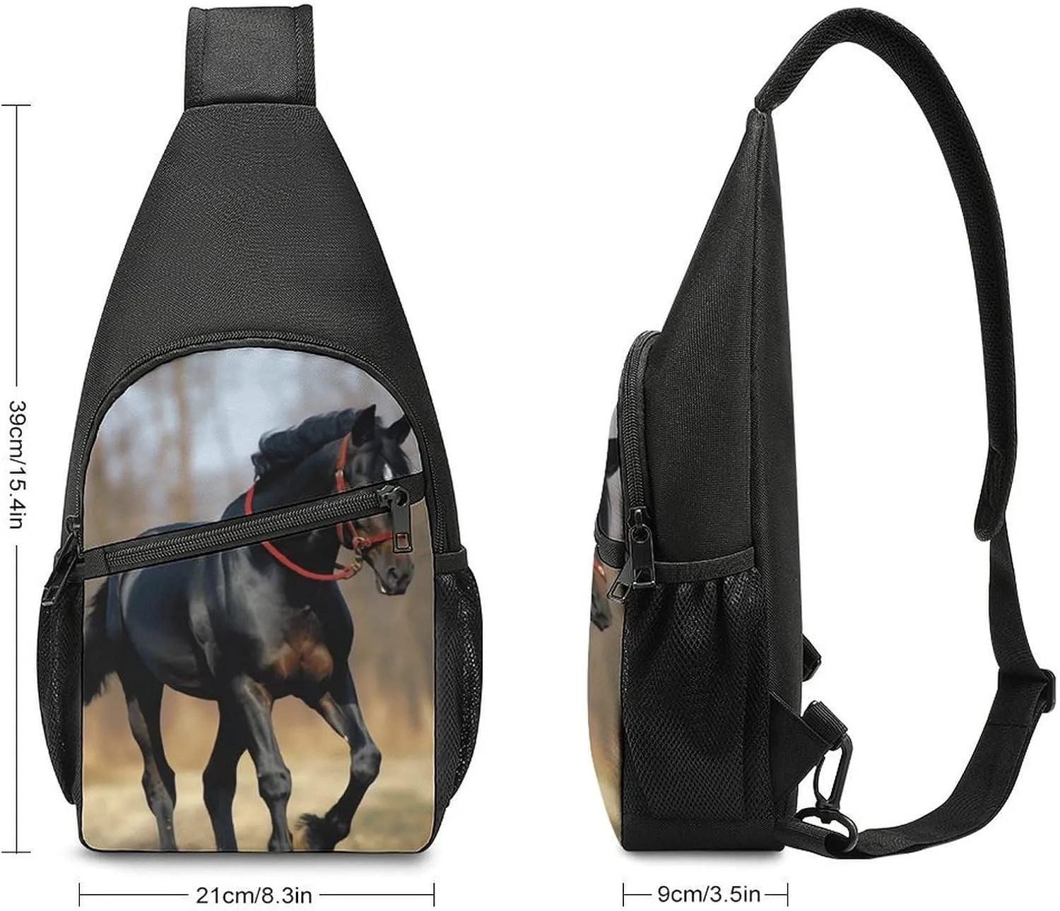 Chest Bag Sling Bag for Men Women Horse on Lawn Sport Sling Backpack Lightweight Shoulder Bag for Travel