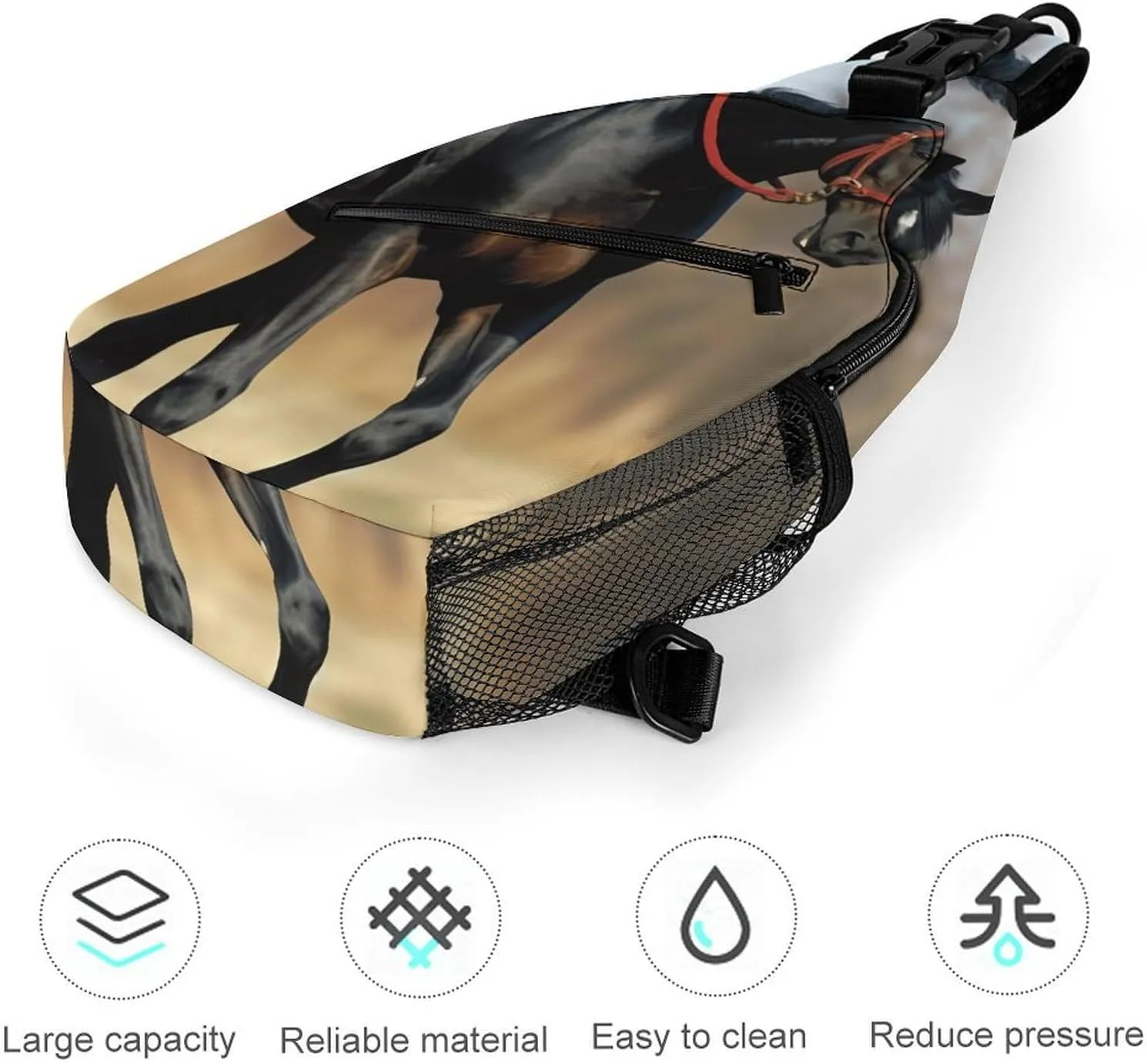 Chest Bag Sling Bag for Men Women Horse on Lawn Sport Sling Backpack Lightweight Shoulder Bag for Travel