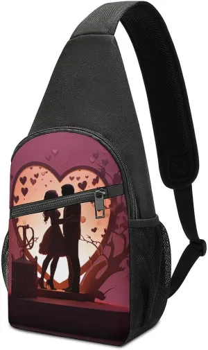 Chest Bag Sling Bag for Men Women Kissing Silhouette Sport Sling Backpack Lightweight Shoulder Bag for Travel
