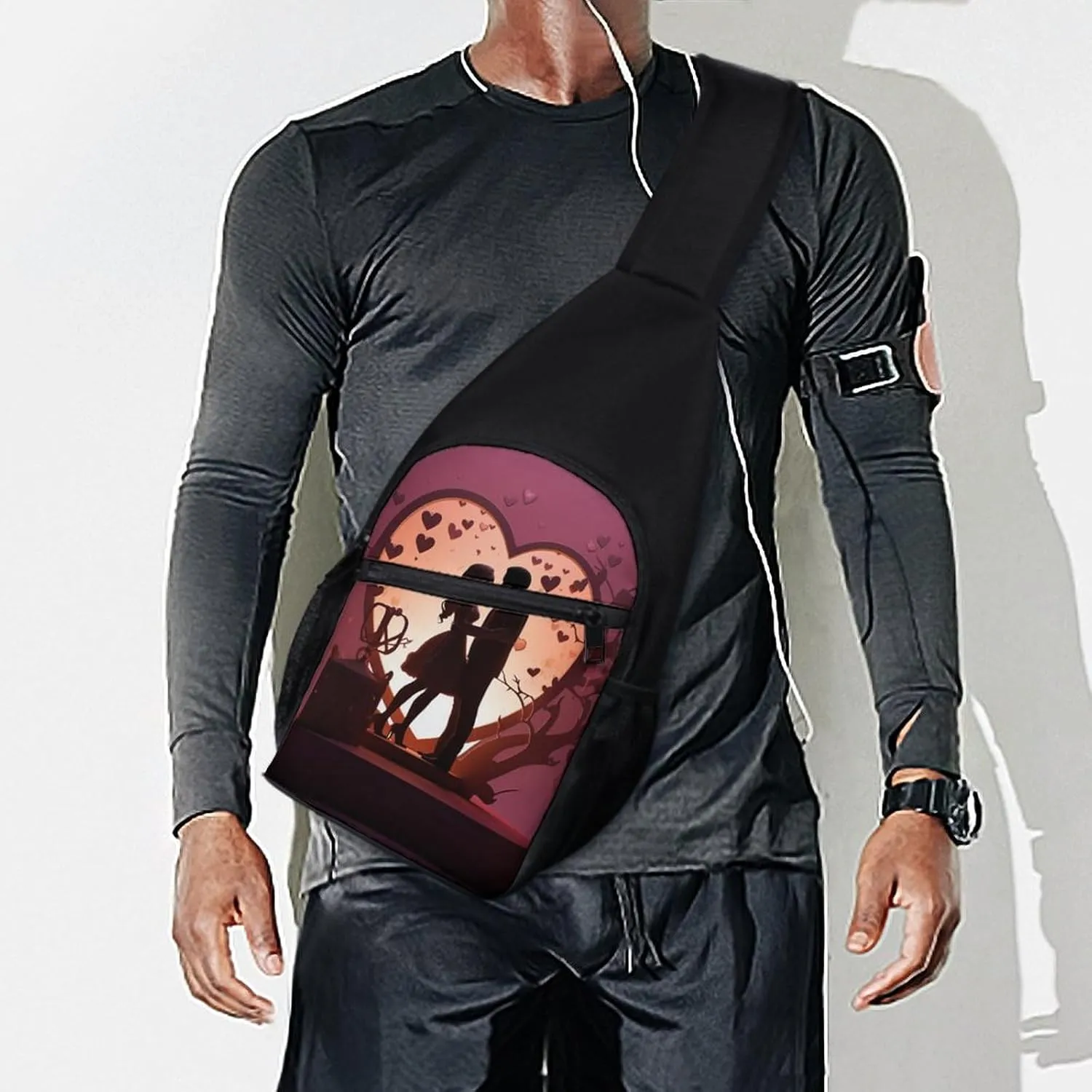 Chest Bag Sling Bag for Men Women Kissing Silhouette Sport Sling Backpack Lightweight Shoulder Bag for Travel