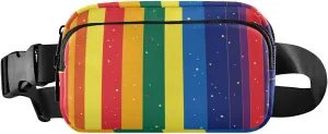 Chest Belt Bum Bag for Men Women Pride Month A Colorful Stripe Fanny Pack Crossbody Sling Bags Large Capacity Travel Passport Wallet for Cycling Hiking Gym