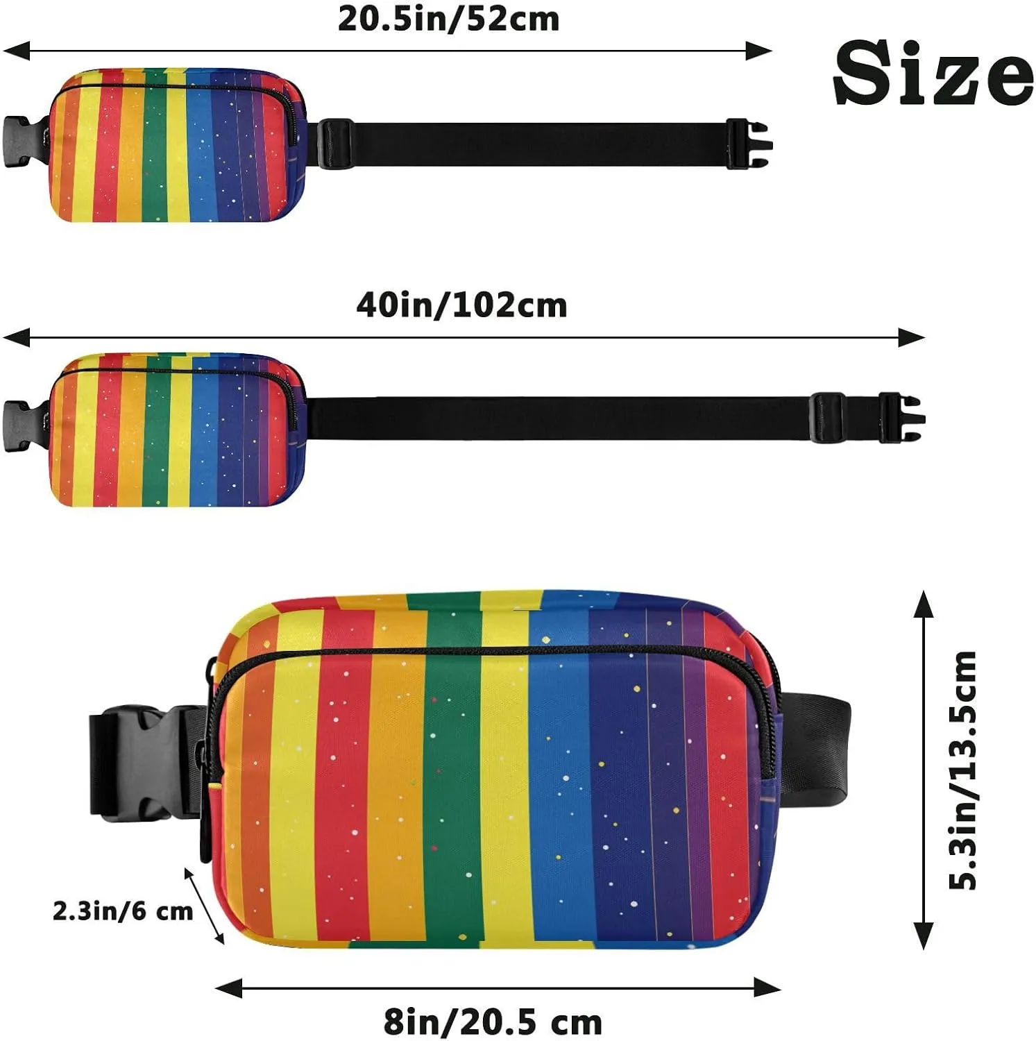 Chest Belt Bum Bag for Men Women Pride Month A Colorful Stripe Fanny Pack Crossbody Sling Bags Large Capacity Travel Passport Wallet for Cycling Hiking Gym