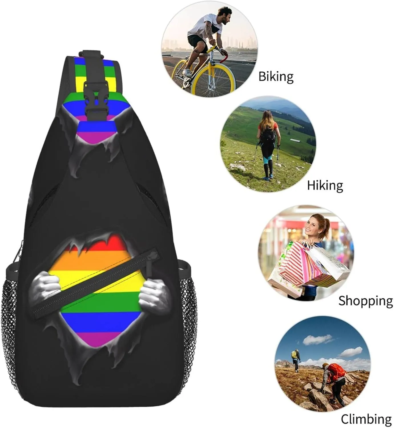 Chest Sling Bag Crossbody Shoulder Backpack Bag Gym Cycling Travel Hiking Daypack Cross Bag