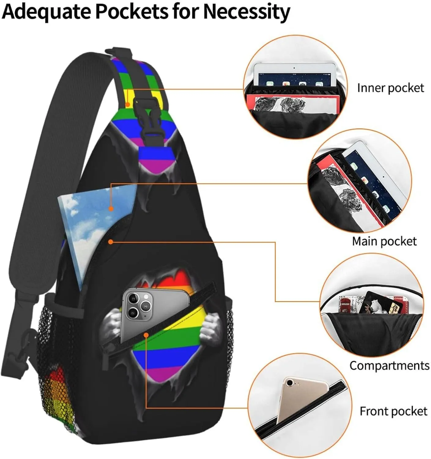 Chest Sling Bag Crossbody Shoulder Backpack Bag Gym Cycling Travel Hiking Daypack Cross Bag