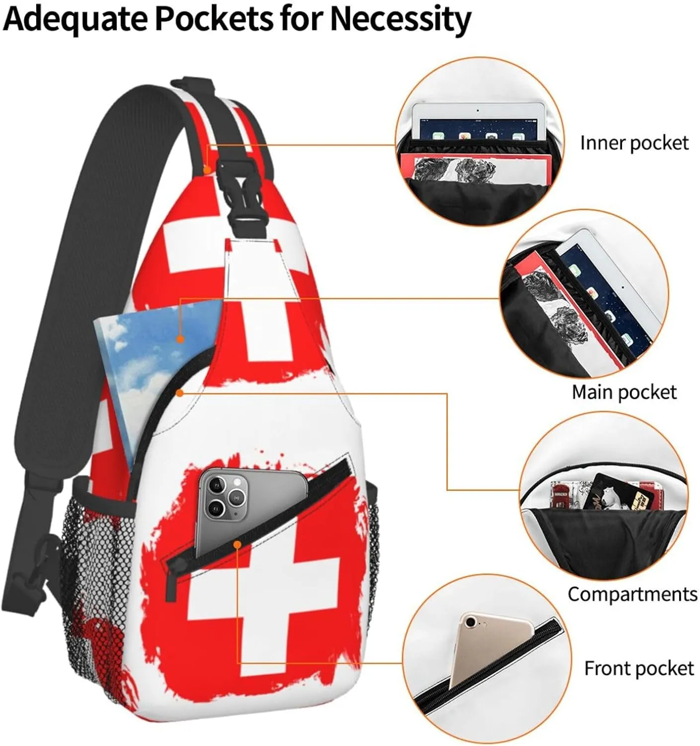 Chest Sling Bag Crossbody Shoulder Backpack Bag Gym Cycling Travel Hiking Daypack Cross Bag