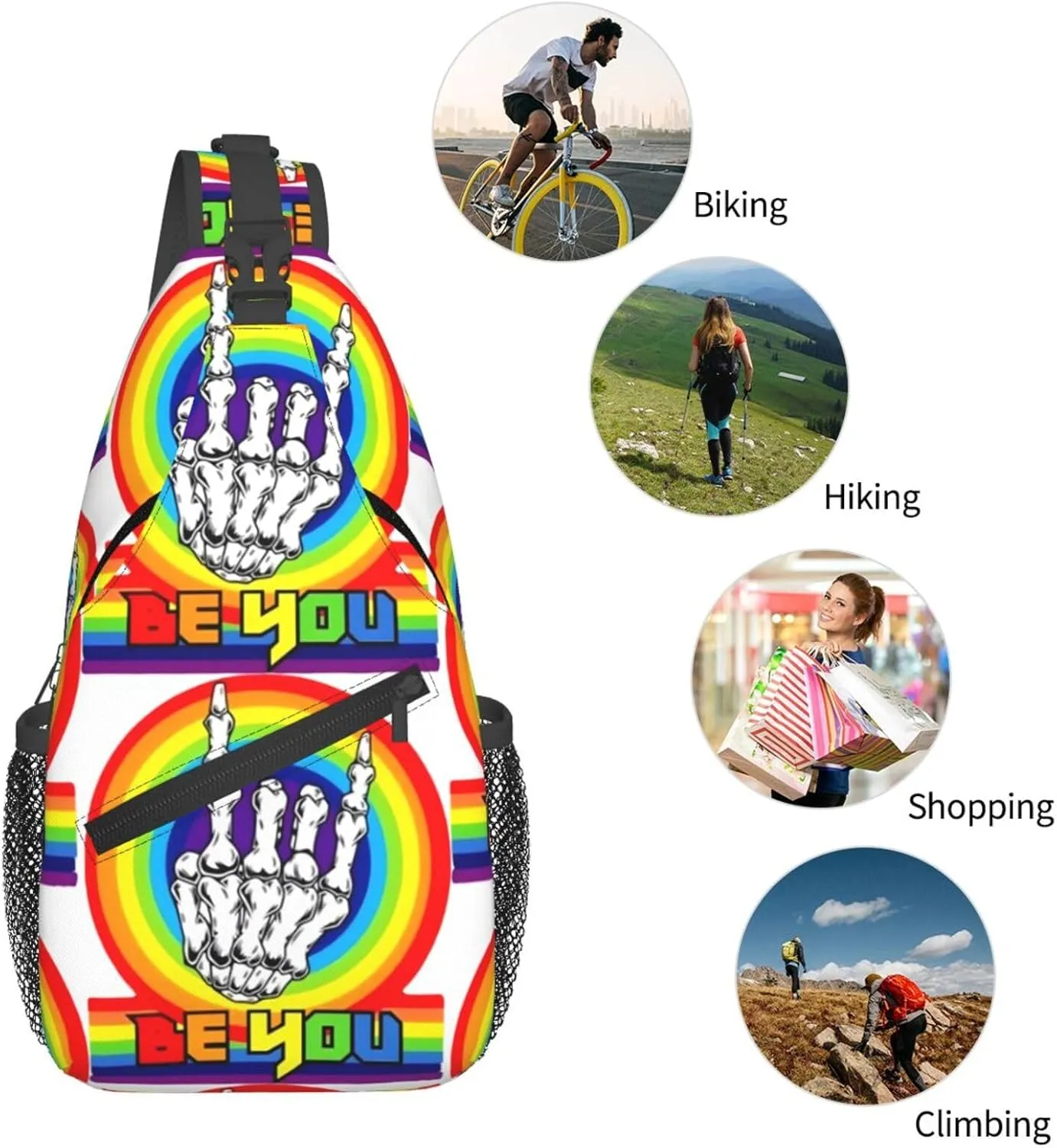 Chest Sling Bag Crossbody Shoulder Backpack Bag Gym Cycling Travel Hiking Daypack Cross Bag