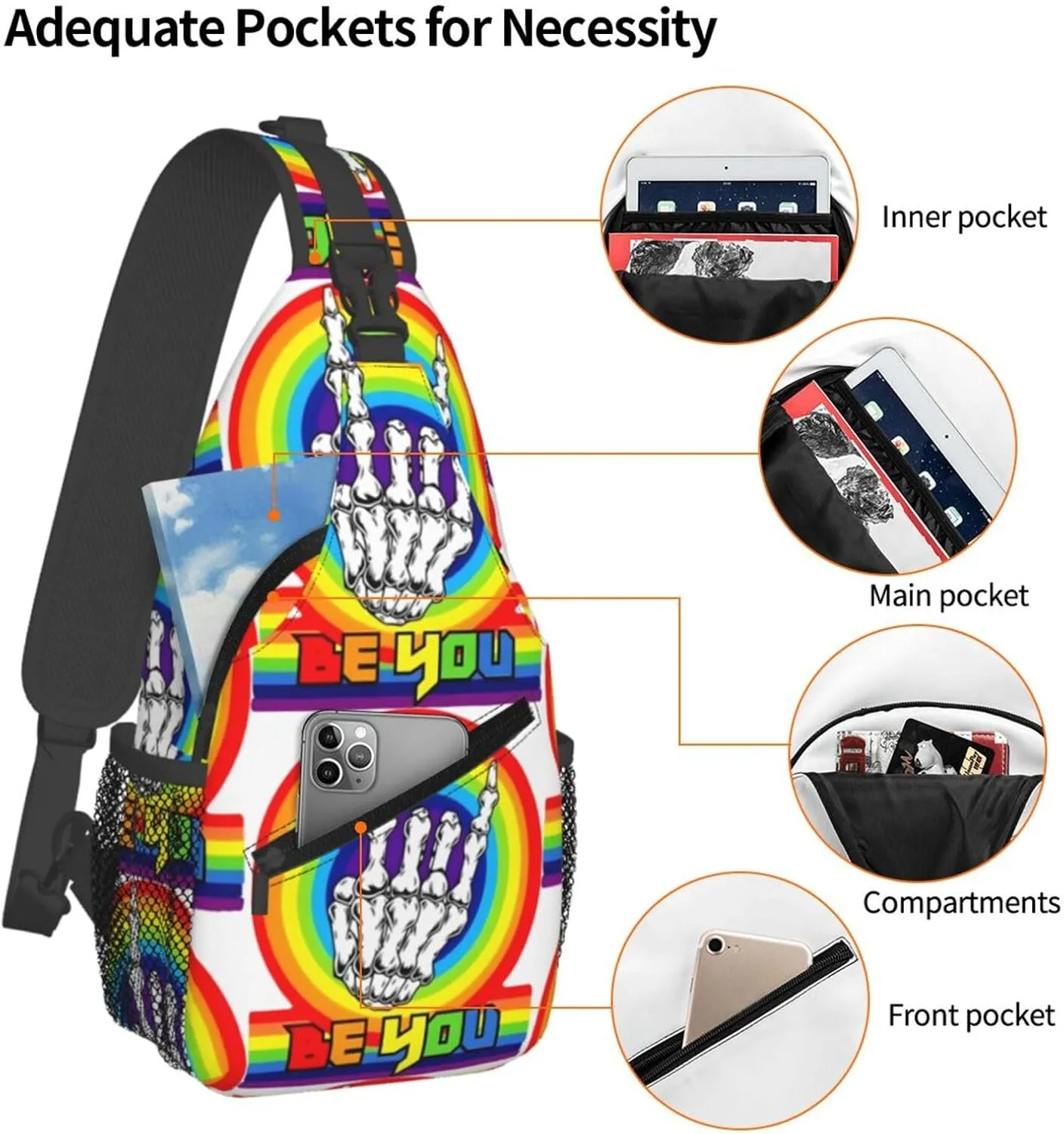 Chest Sling Bag Crossbody Shoulder Backpack Bag Gym Cycling Travel Hiking Daypack Cross Bag