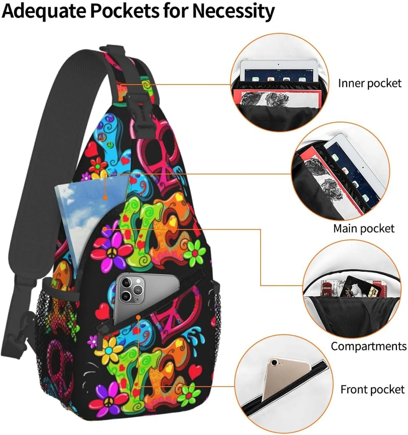 Chest Sling Bag Crossbody Shoulder Backpack Bag Gym Cycling Travel Hiking Daypack Cross Bag