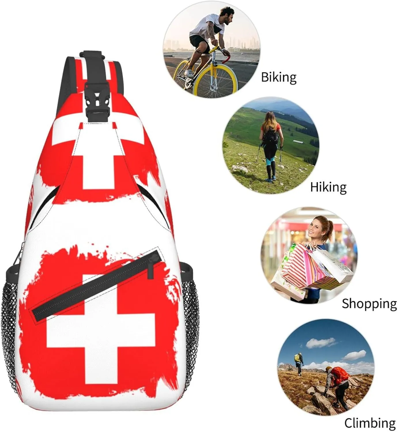 Chest Sling Bag Crossbody Shoulder Backpack Bag Gym Cycling Travel Hiking Daypack Cross Bag