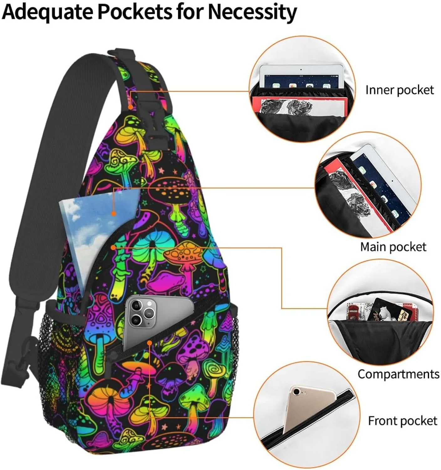 Chest Sling Bag Crossbody Shoulder Backpack Bag Gym Cycling Travel Hiking Daypack Cross Bag
