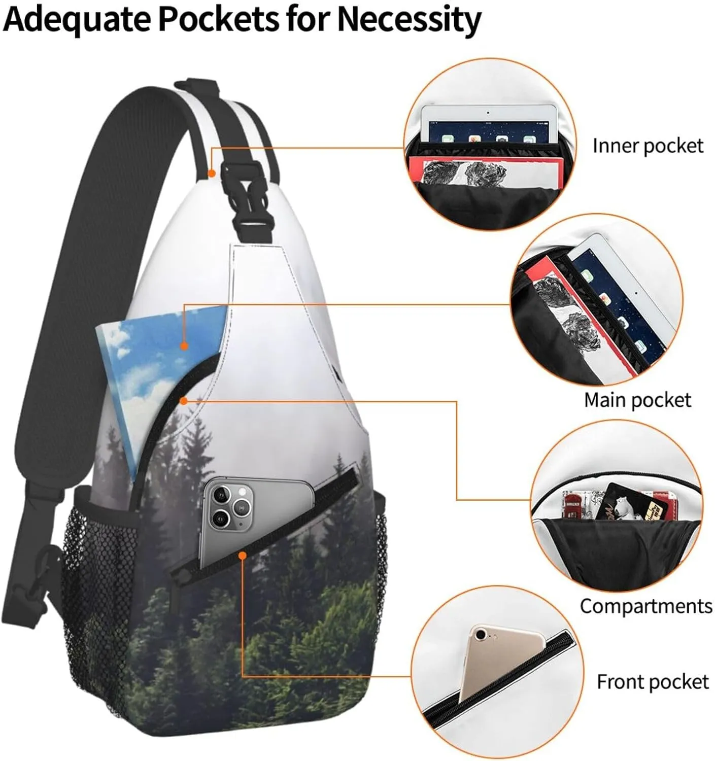 Chest Sling Bag Crossbody Shoulder Backpack Bag Gym Cycling Travel Hiking Daypack Cross Bag