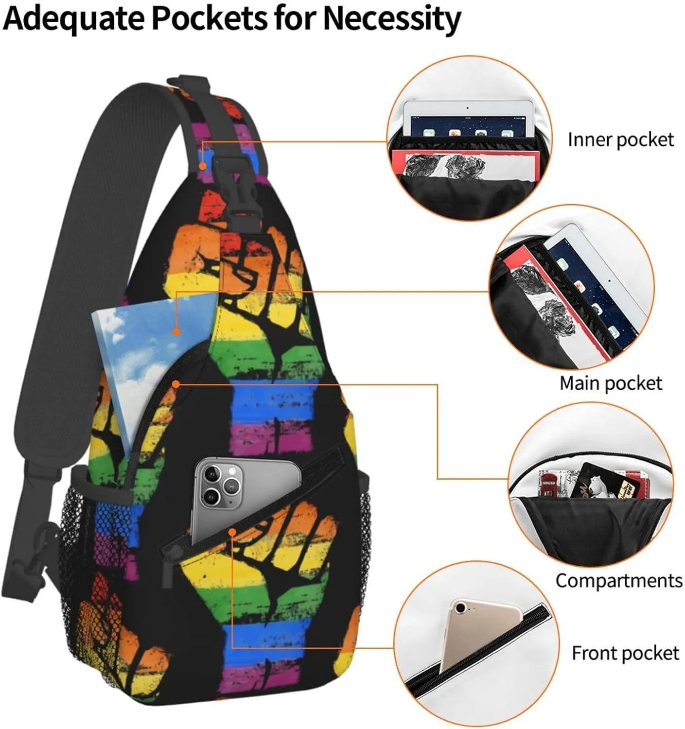 Chest Sling Bag Crossbody Shoulder Backpack Bag Gym Cycling Travel Hiking Daypack Cross Bag
