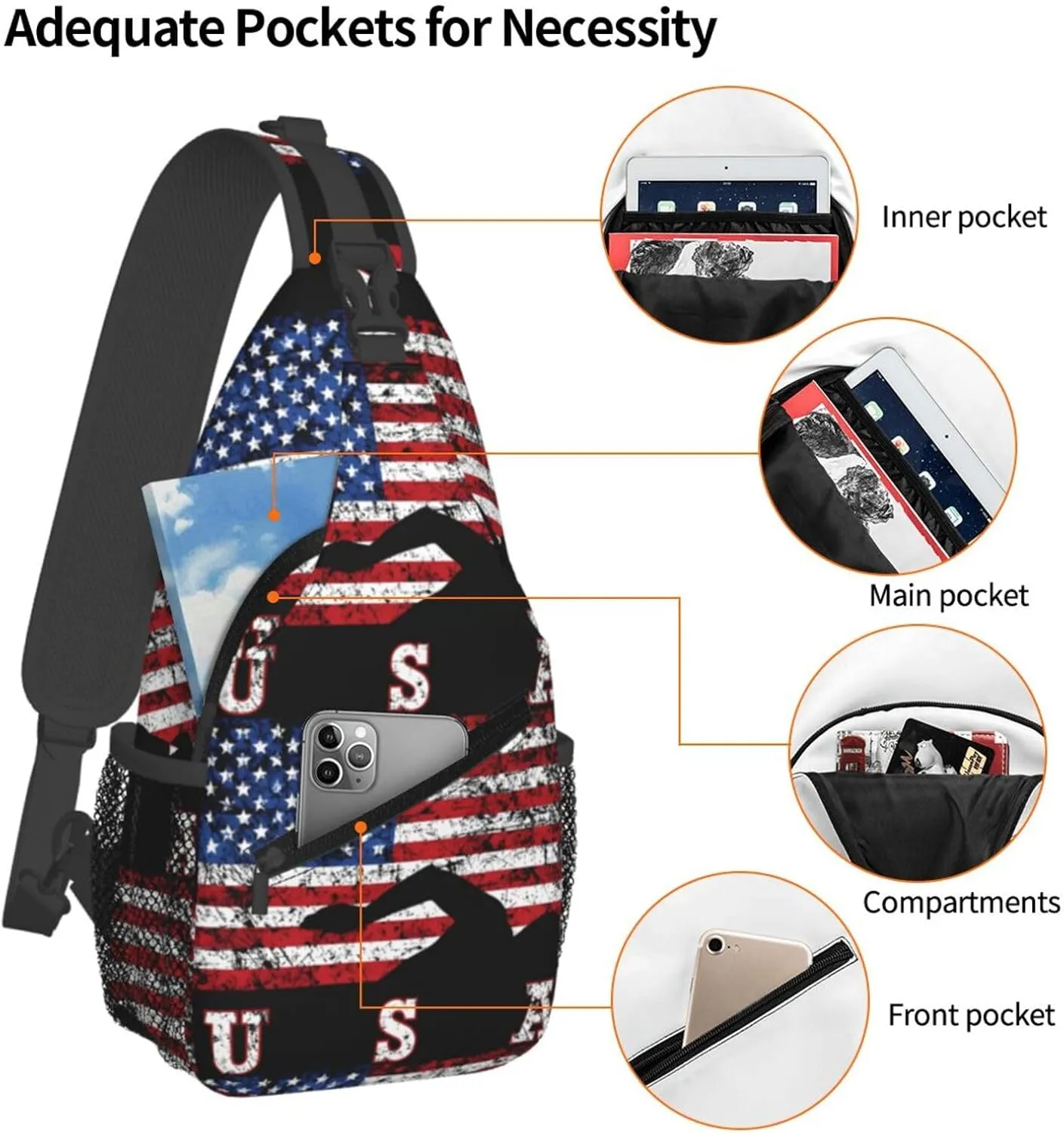 Chest Sling Bag Crossbody Shoulder Backpack Bag Gym Cycling Travel Hiking Daypack Cross Bag