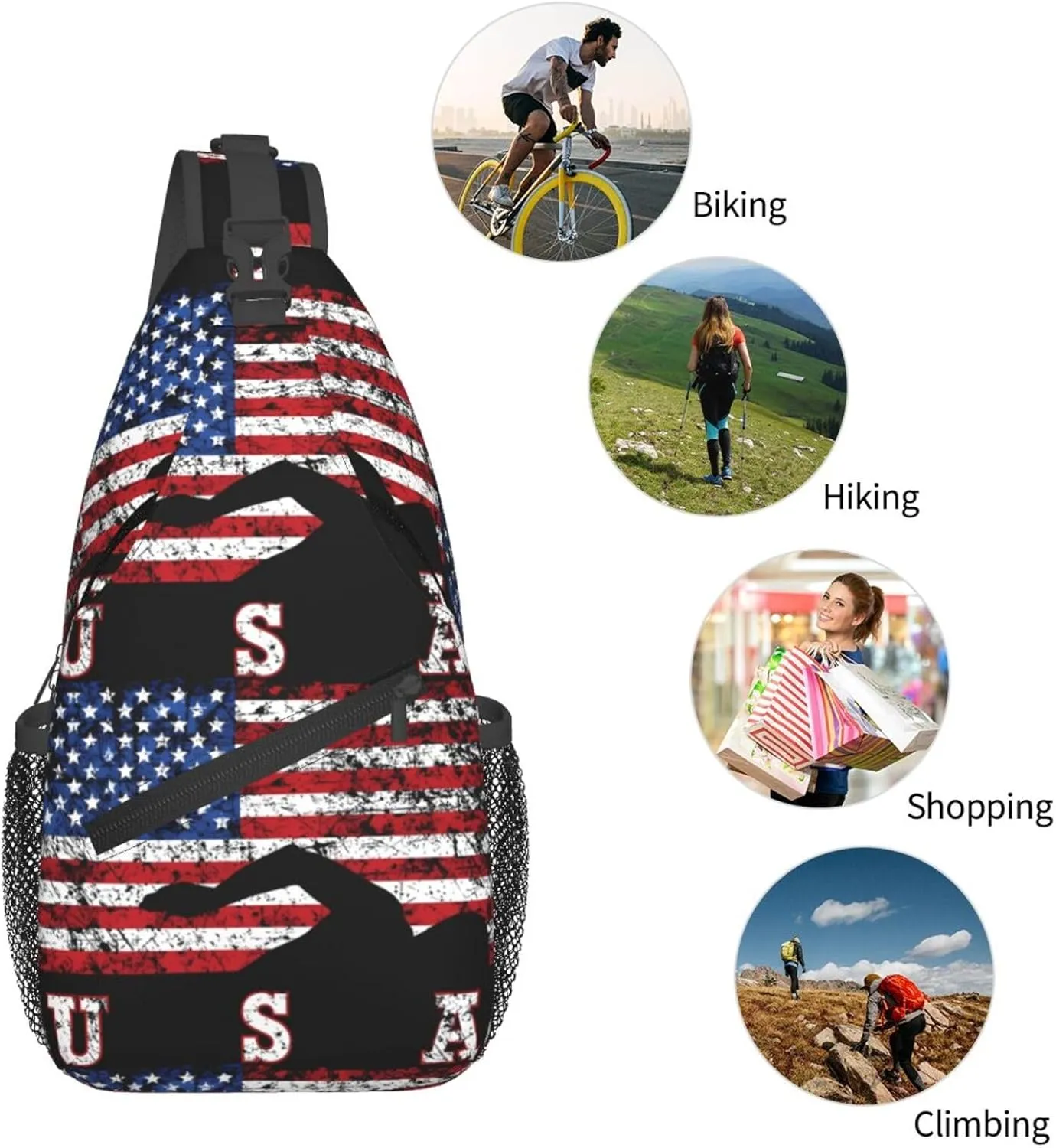 Chest Sling Bag Crossbody Shoulder Backpack Bag Gym Cycling Travel Hiking Daypack Cross Bag