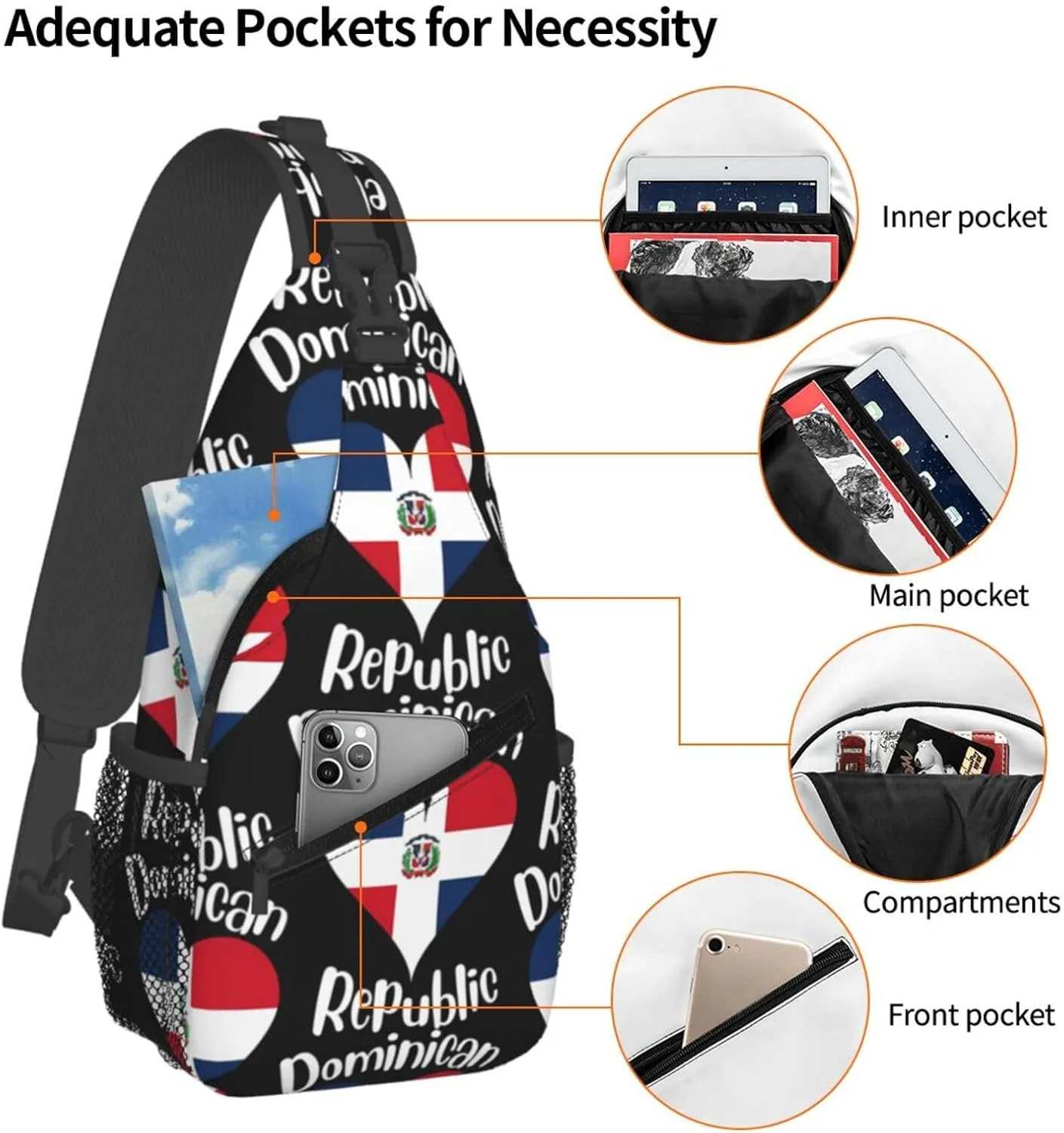 Chest Sling Bag Crossbody Shoulder Backpack Bag Gym Cycling Travel Hiking Daypack Cross Bag