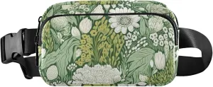 Chic Floral Greenery Print Fanny Packs for Women Waterproof Belt Bags Hip Pack Designer Cross Body Waist Pack