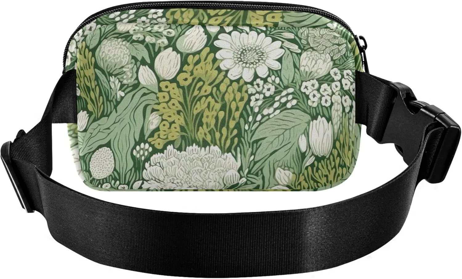 Chic Floral Greenery Print Fanny Packs for Women Waterproof Belt Bags Hip Pack Designer Cross Body Waist Pack