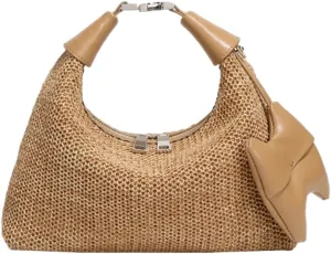 Chic Raffia Bag Crescent Bag Straw Bags for Women Versatile Hobo Vacation Handbags Straw Tote with Zipper Summer Beach Purse