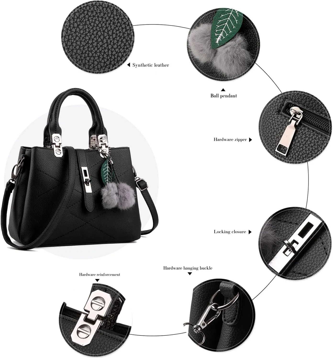 Chikencall Women Classic Handbag and Purse Graceful Tote Vegan Leather Shoulder Bag Work Shopper Top Handle Satchel