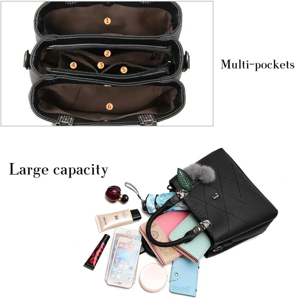 Chikencall Women Classic Handbag and Purse Graceful Tote Vegan Leather Shoulder Bag Work Shopper Top Handle Satchel
