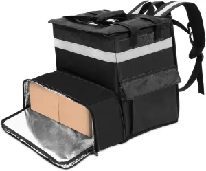 CHILDWEET Pizza Carrier Bag Large Insulated Takeout Box Food Bag Expandable Pocket Reflective Strips Oxford
