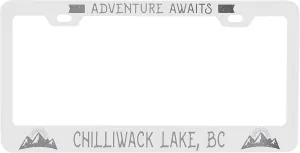 Chilliwack Lake British Columbia Laser Engraved Metal License Plate Frame Adventures Awaits Design