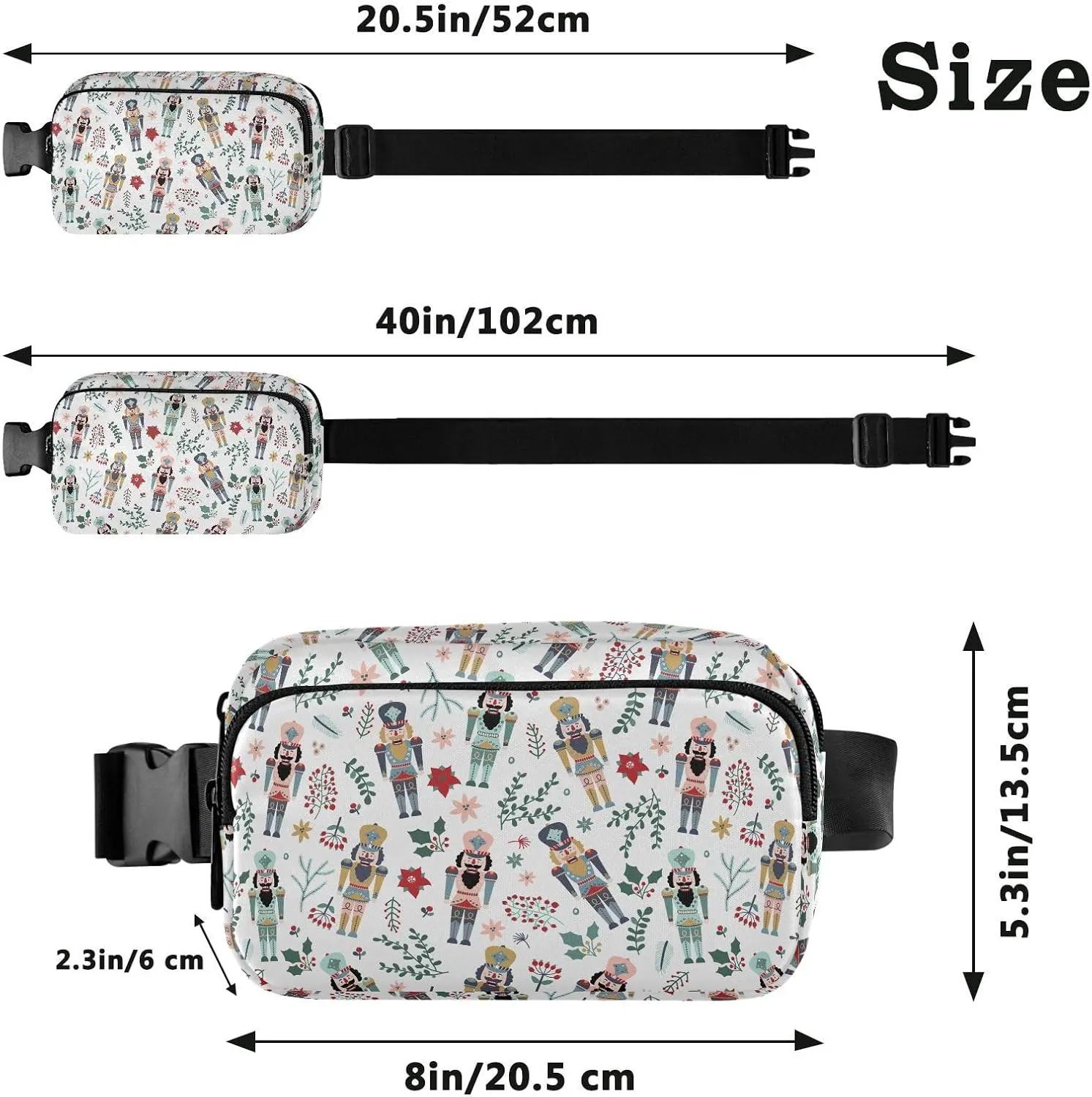 Christmas Nutcracker Fanny Packs for Women & Men Waterproof Waist Pack Fashion Casual Crossbody Bags Hip Bum Bag with Adjustable Strap Hands Free for Outdoors, Hiking, Running, Travel